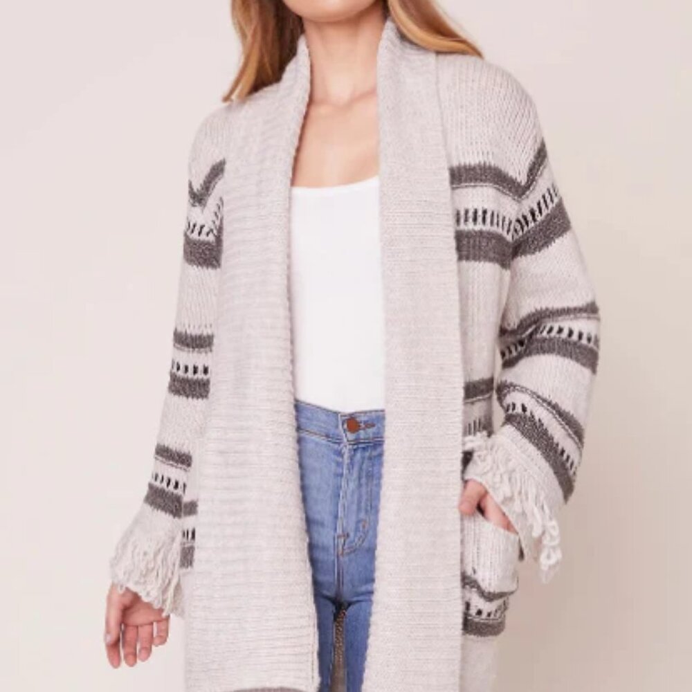 BB Dakota Fringe Theory Striped Cardigan